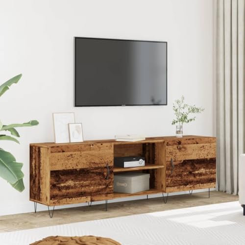 Rantry TV-Schrank aus antikem Holz, 150 x 30 x 50 cm, aus Spanplatte, TV-Schrank, niedriger TV-Schrank für industrielle Wohnzimmer, Möbel