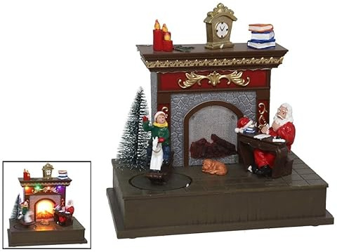 Escena Navidad Chimenea con led y música 20,5x13,3x20,5 cm