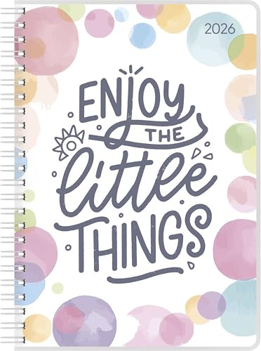 Alpha Edition - Ladytimer Ringbuch Little Things 2026 – Taschenkalender A5 (15×21 cm) mit 128 Seiten, Weekly-Planer für Schüler & Studenten, Ringbindung, Monatsübersichten & Notizseiten
