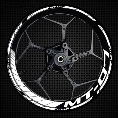 DTASMBD Felgenrandaufkleber Motorrad-Felgenaufkleber Für Yamaha MT07 MT 07 MT-07, Reflektierender Felgenaufkleber, Felgenaufkleber, Radnabenaufkleber Motorrad Rad Aufkleber(Farbe 2)