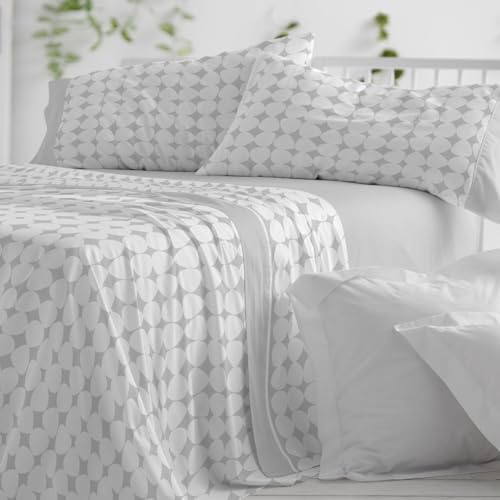 Burrito Blanco | Juego de sábanas | Cama de 150 a 160cm. (+Medidas Disponibles) | Diseño 139 | Color Gris (150-160x190/200cm.)