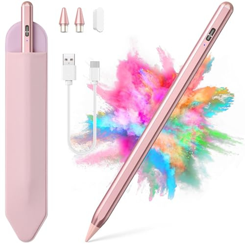 Stylus Pen for iOS&Android Touch Screens, Active Pencil for Samsung, Smart Digital Stylus Pens for Lenovo/Huawei/Vivo/Mi Tablets, iPhone/Google Pixel Smart Phones Drawing&Writing (Rose Gold)