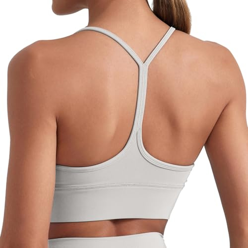 Memoryee sport-bh kvinnor hög inverkan Y-rygg icke trådbunden sömlös vadderad halterneck komfort damer bralettes gym topp för träning yoga löpning dans, Vitt, M