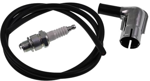 Zündkerzenstecker-Set, Zündkabel, B6HS kompatibel mit Hercules Prima 2-5 | Set für Zündungsrevision: Zündkerze B6HS Kurzgewinde, 90° Metall-Stecker für 21 mm Schlüsselweite, Zündkabel 7 mm, 1 m lang