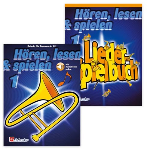 Posaunen-Starterset: Hören Lesen und Spielen - Schule für Posaune - Band 1 und Liederspielbuch (9789043163033, 9789043105996) + Poliertuch aus Mikrofaser