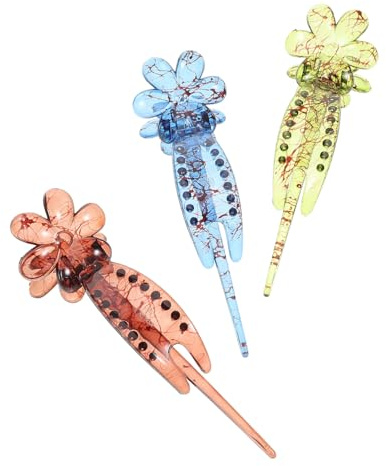 Veemoon 3stücke Blumen Haarklammern Für Mädchen Stilvolle Haarclips Mit Blumendesign Braun Grün Und Blau Für Partys Alltagsnutzung Und Besondere Anlässe Und Bequeme Haaraccessoires