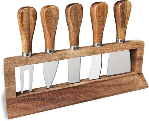 YUANQIAN Charcuterie Board Accessories Spreader Knife Set Cheese Butter with Wooden Handles Mini Serving Tongs Spoons Forks Toothpick Flags for Party Wedding Christmas (SDE-8)