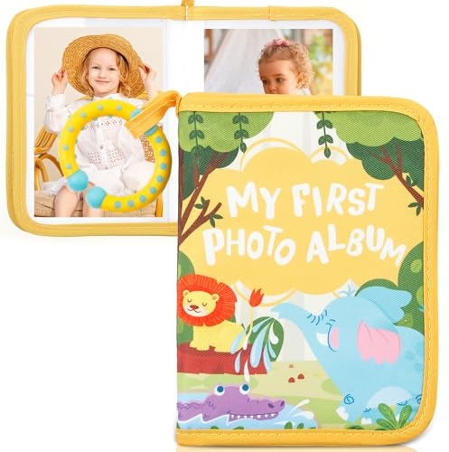 Baby Photo Album My First Photo Album Baby Memory Book Bright Color Soft Cloth Unisex Kids' Personalized Photo Albums Holds 4X6 Inch Pictures for Family Newborn Toddlers Shower (yellow)