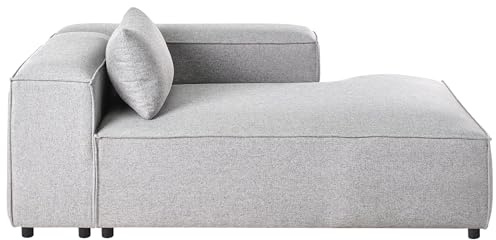 Beliani Modul Chaiselongue zum Sofa Stoff grau Links mit Lehne Kissen Brande