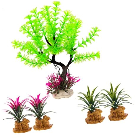 YIZITU Künstliche Pflanze mit Sockel, leicht zu reinigen, Pflege für Aquarien in verschiedenen Größen, Landschaft, Wasserpflanze, Aquarien, dekoratives Zubehör