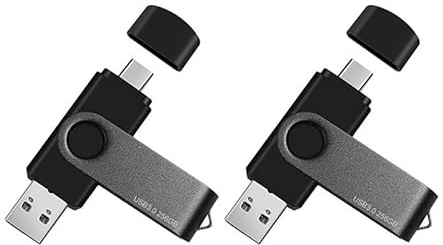 2-Pack 256GB Clé USB Double 2.0 - USB-C et USB-A - Clé 2-en-1 pour PC, téléphones Type C, Mémoire Externe pour Photos/vidéos
