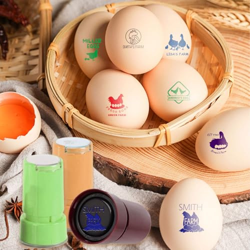 custyoulife Personalisierte Eierstempel,Eierstempel für frische Eier, einzigartige Designs für individuelle Markierungen auf dem Hof, Hühnereierstempel, individuell gestaltbare Stempel.