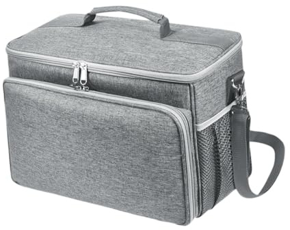 Borsa per Toelettatura Animali Domestici Grigia 35x24x23cm Kit Strumenti Trasporto Cerniera Beauty Case