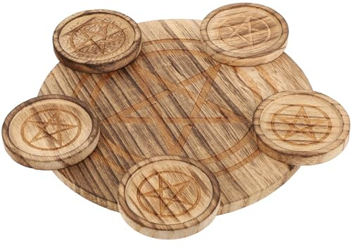 Veemoon Bougeoir en Bois Pentagramme pour Bougies Chauffe-Plat Décoration Maison Naturelle Présentoir Bougies Unique pour Ambiance Romantique et Décor de Table Élégant
