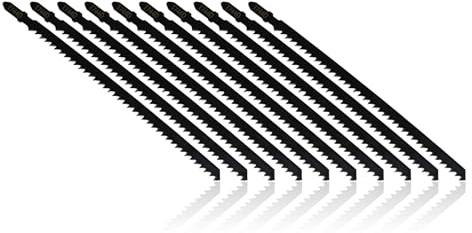 T744D Stichsägeblätter, 10 Stück, 180 mm, extra langes Stichsägeblatt, Hartstahl-Sägeblatt für Schnellschnitt von Hartholz, Sperrholz, Weichholz, Kunststoff, Metall, Stichsägenschneider-Set