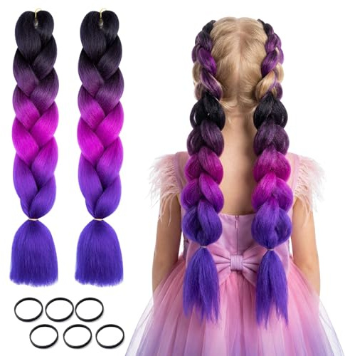 Meches pour Tresses Africaine, dellyy Rajout Cheveux, Perruque Violette, Queue de Cheval Extension Naturel, Tresse Violette, pour Carnaval, Fêtes Costumées, Festival Musique (2, C, Dreadlocks)