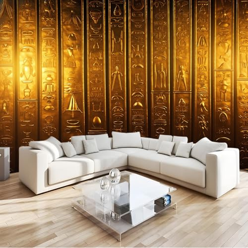 Fotomural Papel Pintado 3D Vintage Texto Textura Elegante Patrón – Oro negro Papel Tapiz Decorativo Moderno para Pared, Mural de Pared para 200 x 140 cm, Decoración del Hogar