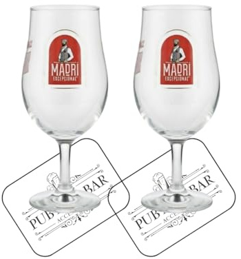 Laurie's Pub and Bar Accessories Madri Excepcional Beer Chalice Glasses, Set of 2