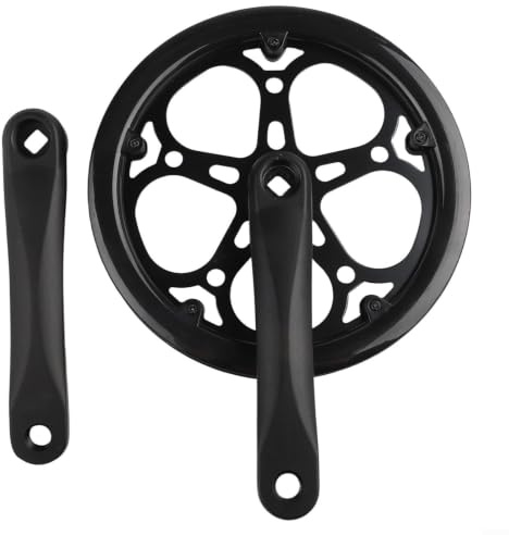 Fahrrad-Kurbelgarnitur mit 52T Kettenblatt, 170 mm Kurbeln und Schutzscheibe für Falträder, kompatibel mit Vierkantloch-Tretlagern (schwarz)