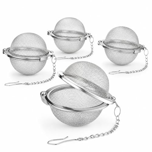 Infusor de Té de Acero Inoxidable, 4 Pcs, Colador de Té, Plateado