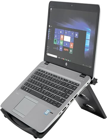 Kensington Easy Riser portable ergonomic laptop stand, for 12 inch - 17 inch devices, height adjustable with SmartFit system, for better cooling and air circulation, Black, 60112