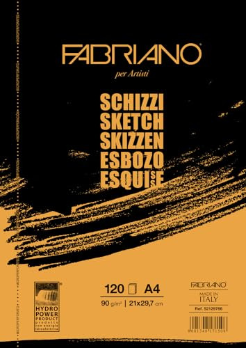 FABRIANO SCHIZZI Blocco 1 lato incollato, carta, avorio, 21 x 29,7 cm, set da 120 pezzi