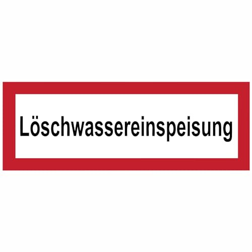 Indigos UG Aufkleber Löschwassereinspeisung - 42,00 cm x 14,80 cm - selbstklebender Sicherheits Aufkleber für Tür oder Wand - Warnschild für Gebäude, Hotel, Büro, Firma, Haus, Praxis