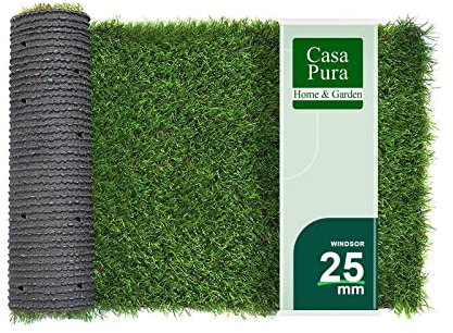 casa pura Rasenteppich Kunstrasen - Höhe: 25mm - Luxury Class - Windsor - Kunststoffrasen für Garten, Balkon & Terrasse (100 x 100 cm)
