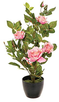 Atmosphera - Rosal Artificial - Maceta de Cemento - H50 cm - Rosado