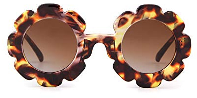 ADE WU Sunglasses for Kids Toddler Girls Boys Children Flower Sun Glasses UV 400 Protection (Tortoise shell Frame Brown Lense)
