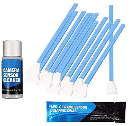 MJJEsports Kit De Limpieza Del Sensor Aps-C Dslr 12Pcs Hisopo Con Limpiador Líquido Solución Para Cámara Digital
