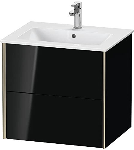 Duravit XViu 4125 Waschtischunterbau wandhängend, 2 Schubkästen, für Waschtisch Me by Starck 233663, 610x480 mm, Farbe (Front/Korpus): Champagner matt/schwarz Hochglanz - XV41250B140