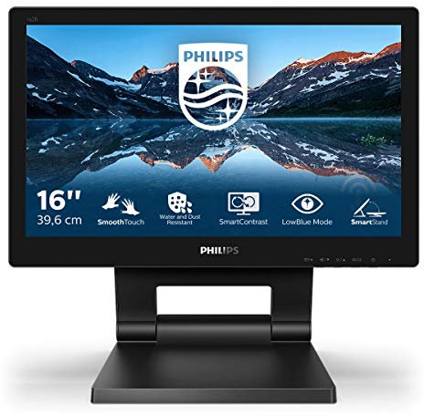 Philips 162B9T Moniteur Tactile 16, Hauteur réglable (1366 x 768, 60 Hz, VGA, DVI, HDMI, DisplayPort, Hub USB) Noir