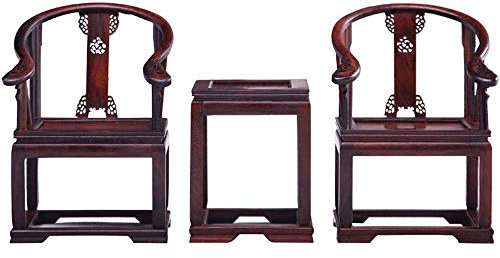 JIA JIA Redwood Crafts Miniature Furniture Red Rosewood Wood Miniature Crafts Imitation Ming and Qing Small Furniture Palace Chair Set Wood Carving Decoration Antique Ornaments,small