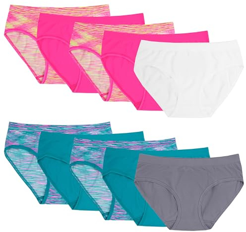 Fruit of the Loom girls Seamless Underwear Multipack Hipster Panties, Hipster - 10 Pack Assorted, 12 US