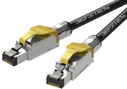 LINKUP - [Certificato GHMT e DSX8000 Cavo Connettore Ethernet Cat8 S/FTP 22AWG Cavo Solido Doppia Schermatura┃2000MHz 2GHz 40Gbit/s┃5ªGen di Rete LAN Ethernet 40G Cavi di Struttura┃Nero┃5m (16.5ft)