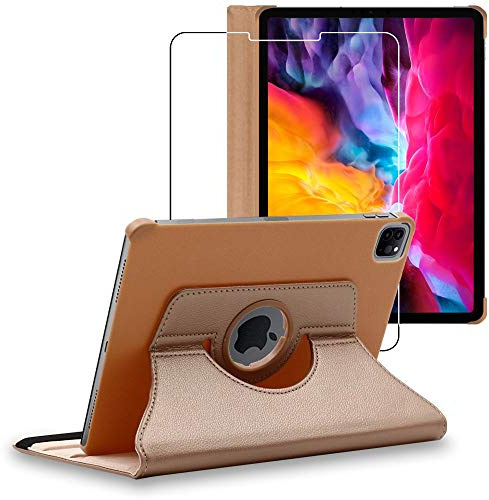 ebestStar - Funda para iPad Air (2020) 10.9, iPad Air 4 Apple, Carcasa Capa Giratoria, 360 Protectora, Cuero PU Soporte, Dorado + Cristal Templado