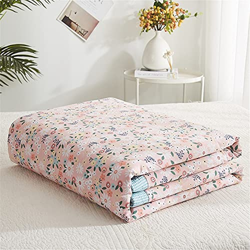 FANSU Tagesdecke Bettüberwurf Steppdecke Baumwolle Doppelbett Einselbetten Tagesdecken Gesteppt Bettwäsche Sofaüberwurf Wohndecke Nordischer Blumendruck Bettdecke (Warmes Rosa,200x230cm)
