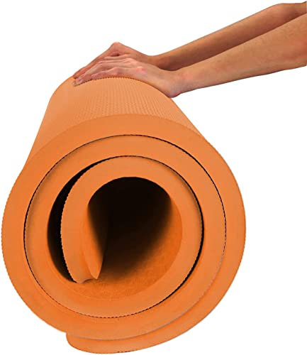 Hatha Yoga Yogamatte, Fitness- und Übungsmatten, 1,2 cm, TPE, groß, 183,9 cm L x 81,3 cm B, rutschfest, reißfest, für Damen und Herren (Orange)
