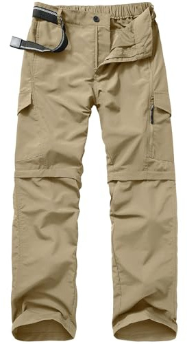 Jessie Kidden Hiking Walking Trousers Men,Quick Dry Convertible Lightweight Breathable Waterproof Outdoor Fishing Work Zip Off Cargo Pants #6088 Khaki-34