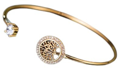SONGK Dainty Femme Blanc Zircon Pierre Bracelet Arbre De Vie Bracelets Réglables pour Les Femmes Mignon Bracelet De Mariage en Or Rose