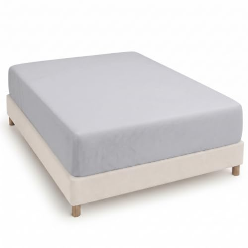 Degrees Home Collection - Sábana Bajera Ajustable 150x190x33 cm - Microfibra de poliéster, Calidad Oeko Tex sin tóxicos, Super Suave - Gris