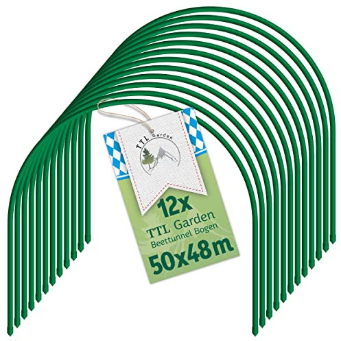 TTL Garden 12x 50x48cm Tunnelbögen - 12er Set Folientunnel Bögen 50cm breit aus beschichtetem Stahl, Rund Bogen für Abdeckung Frühbeet Hochbeet Gemüsebeet, stabil langlebig & rostfrei