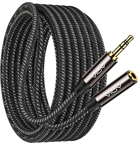 VIOY Headphone Extension Cable 15M, 3.5mm Male to Female Braided Aux Cord | Long extension cord, Hi-Fi lossless audio,Aluminum shell; extends 3.5mm TRS jack for headphone, phone, speaker and car stereo