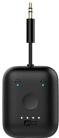 MEE audio Connect Air in-Flight Bluetooth Wireless Transmitter Adapter for up to 2 AirPods/Other Headphones; Works with All 3.5mm Aux Jacks on Airplanes, Gym Equipment, Gaming Consoles (AF-CA1-BK)
