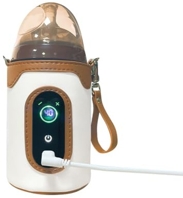 Tragbarer Baby Flaschenwärmer, USB Schnell-Flaschenwärmer mit Temperaturregelung,USB Babyflaschenwärmer mit LCD-Display, Geeignet für alle Flaschen,Flaschenwärmer Baby Unterwegs für Zuhause, Reisen