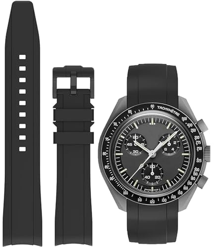Niziruoup Silikon Armband für Omega x Swatch MoonSwatch/Rolex Uhr,Gebogenes Weiches Silikon Gummi Armband Omega x Swatch MoonSwatch Speedmaster Ersatzband Uhrenarmbänder Kautschuk 20mm