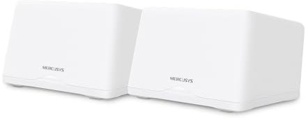 Mercusys Halo H47BE(2-pack) Sistema Mesh Wi-Fi 7, Tri-Band fino a 9.3 Gbps, Banda 6GHz, 3 Porte 2.5Gbps WAN/LAN, Canali 320MHz, 4K-QAM, MLO, Copertura fino a 550 m², Configurazione facile