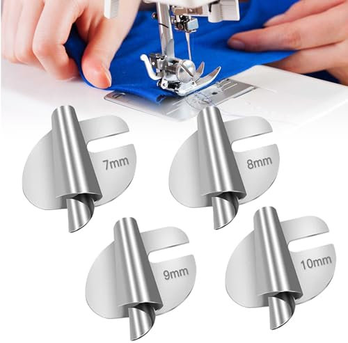 QUVBKZ 4 Stück Näh-Rollsaumfuß-Set, 7/8/9/10mm Nähmaschinen Zubehör, Stainless Steel, für Zuhause, Bekleidungsgeschäft, Vorhangladen
