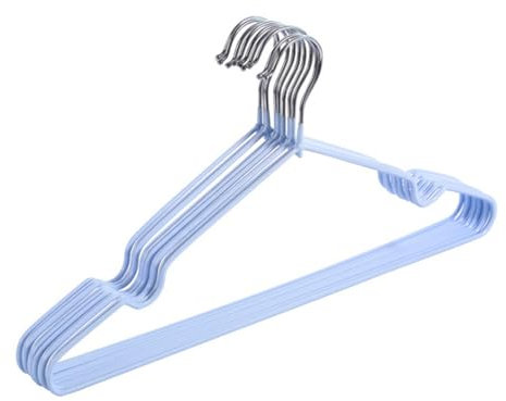 VALINK Lot de 10 cintres en métal pour vêtements avec encoches, cintres en fil métallique robuste et peu encombrant, 40 cm, taille adulte, bleu